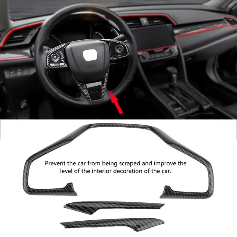 Для Honda Civic 10 2016 2017 2018 3 шт. стильные наклейки из углеродного волокна для