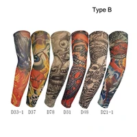 12 pieceslot high quality fake temporary tattoo arm sleeves kit nylon unisex arm protectors slip on sunscreen uv arm warmers