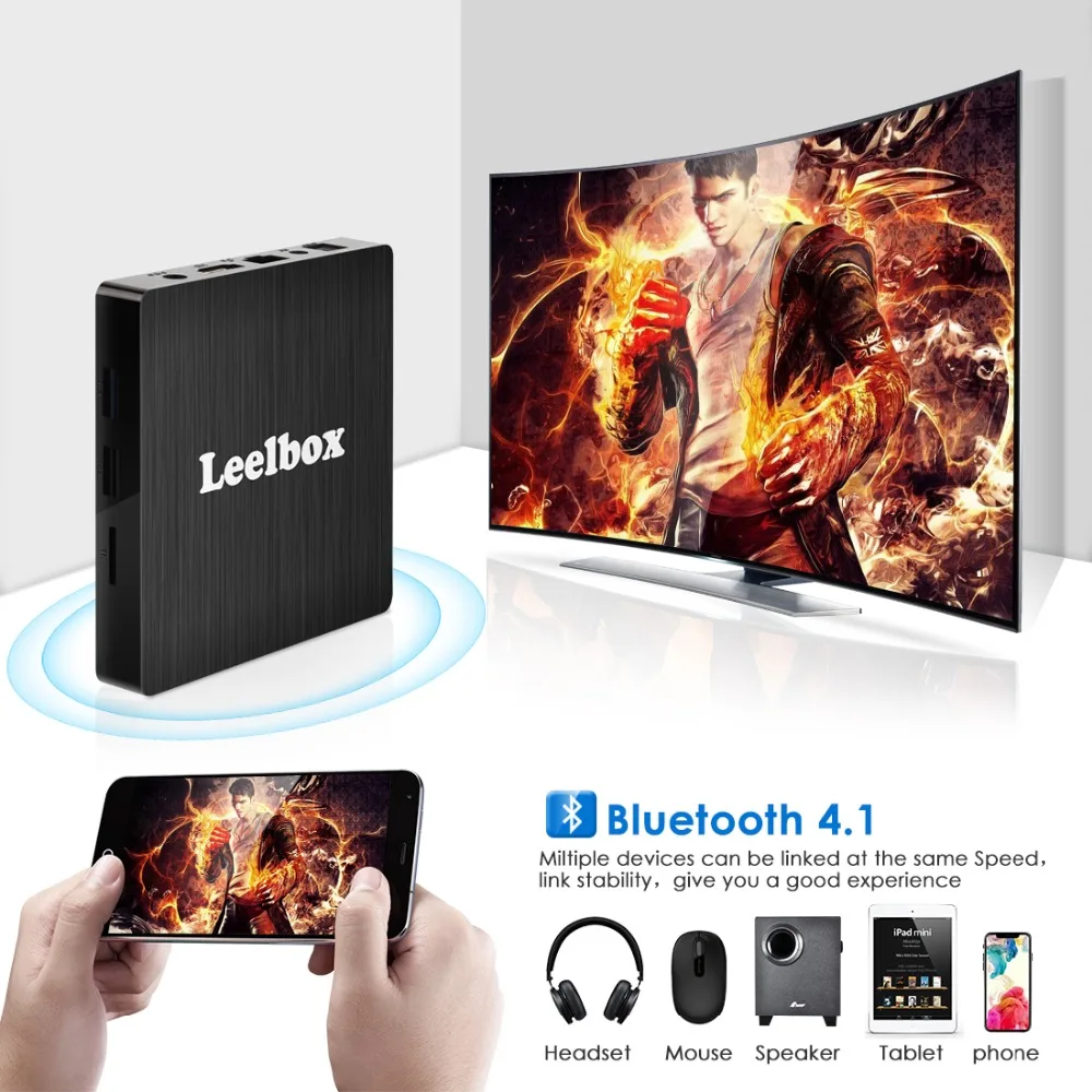 Leelbox Android 8.1 Smart TV BOX RK3229 4G DDR3 32G EMMC ROM Set Top Box 4K 3D H.265 Wifi media player Receiver play store | Электроника