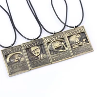one piece wanted poster necklace luffy zoro robin chopper warrant pendant necklace friendship men anime jewelry accessories