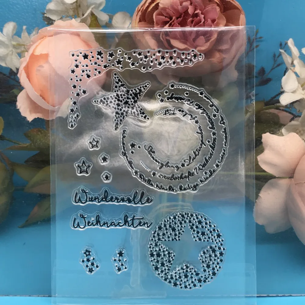 Imemo звезды круг немецкие слова прозрачный силиконовый штамп/печать для DIY