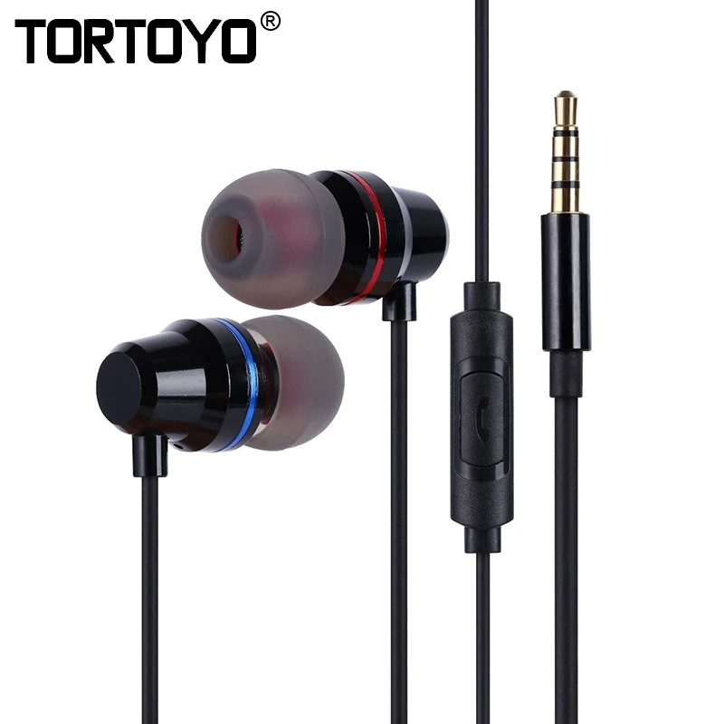 TORTOYO Новый Тип 3 5 мм в ухо Модные металлические спортивные наушники Stereo Bass Earhuds с