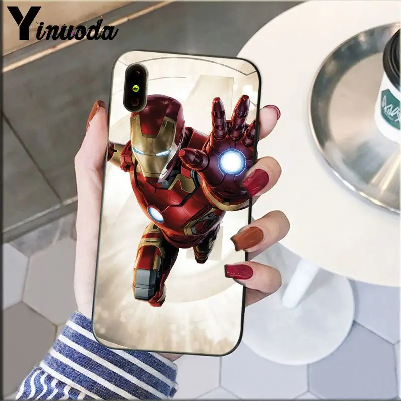 Yinuoda Marvel Avengers4 Железный человек черный мягкий силиконовый чехол для телефона Apple