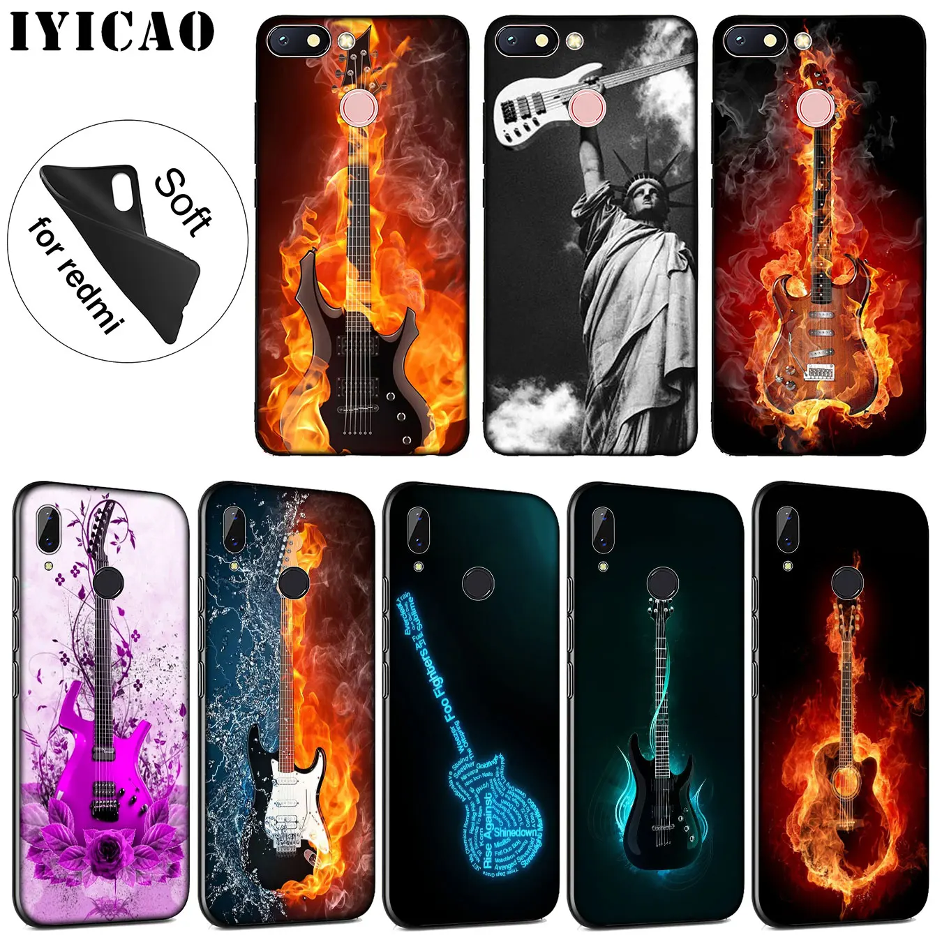 Роскошный мягкий силиконовый чехол для телефона IYICAO Music guitar DJ Xiaomi Redmi K30 K20 8A 7A 6A 5A S2