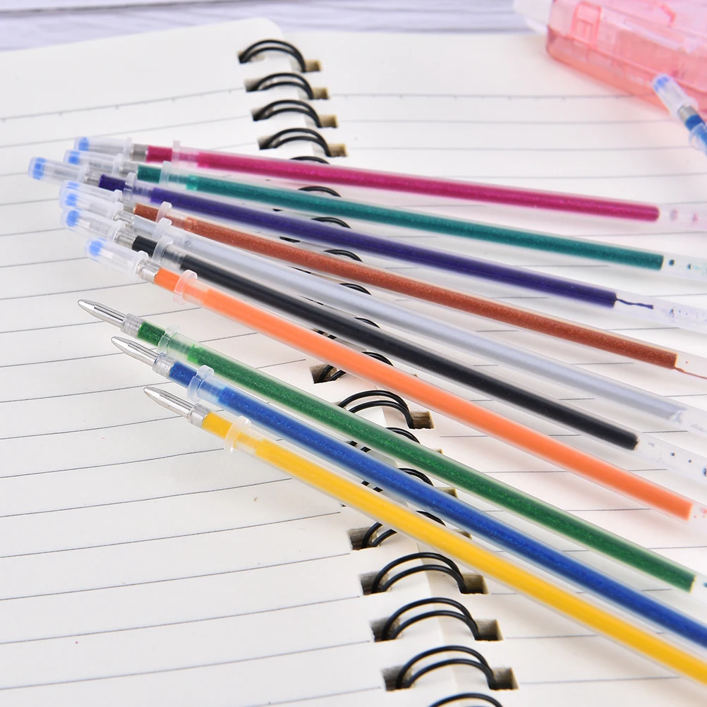 

12/24Pcs Ink Pen Refill Creative Color Gel Pen Refills Diamond Head Stationery Office Supplies Essential