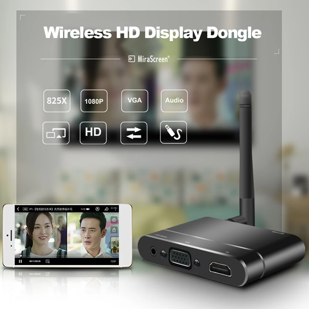 X6W беспроводной ключ HD дисплей донгл приемник 1080P WiFi зеркало коробка HD VGA AV выход Miracast Airplay отзеркаливание DLNA Автомобильный дом