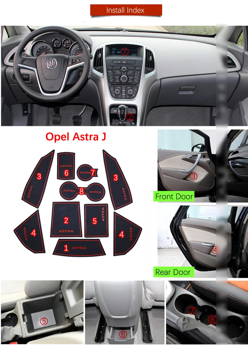 Противоскользящий резиновый подстаканник для Opel Astra J Vauxhall Holden 2010 2011 2012 2013 2014 2015