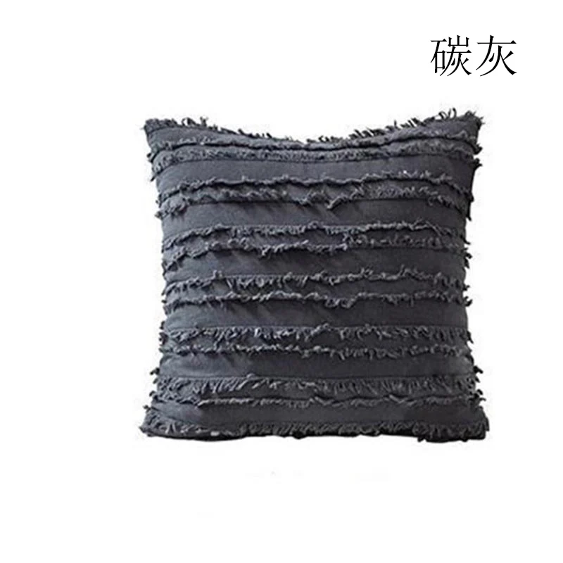 Carbon Ash Белый чехол для подушки в цветочек кисточки Квадратные наволочки желтый серый хлопок наволочка диван для оформления дома Чехлы для подушек кресла - Цвет: Carbon Ash