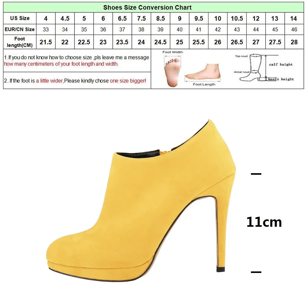 

LOSLANDIFEN Spring Autumn Shoes Women Flock Platform 11cm High Heels Ladies Women Winter Casual Ankle Boots Round Toe 806H1R
