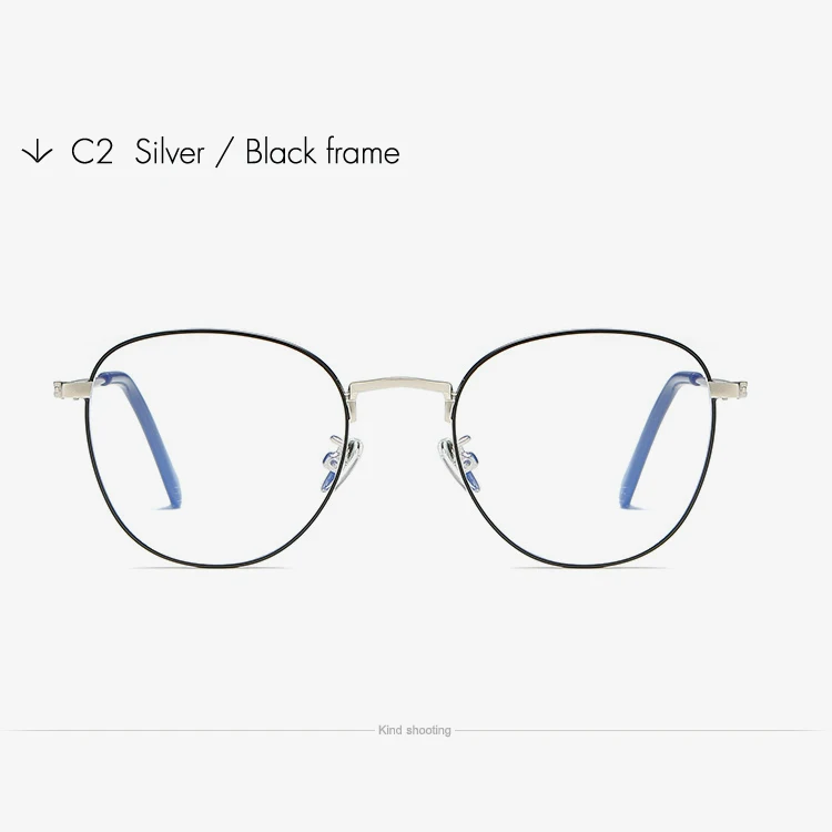 Silver black Toketorism, Классическая Металлическая оправа для очков для женщин, анти-синий светильник, компьютерные очки для унисекс 2181 - Цвет оправы: Silver black