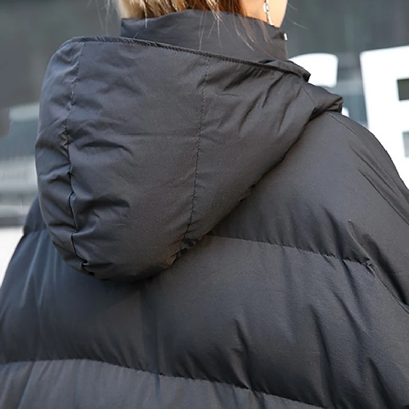 CHICEVER 2018 Winter Women's Down Jackets Detachable Hooded Long Sleeve Patchwork Leather Thick Coat Female Fashion Tide | Женская