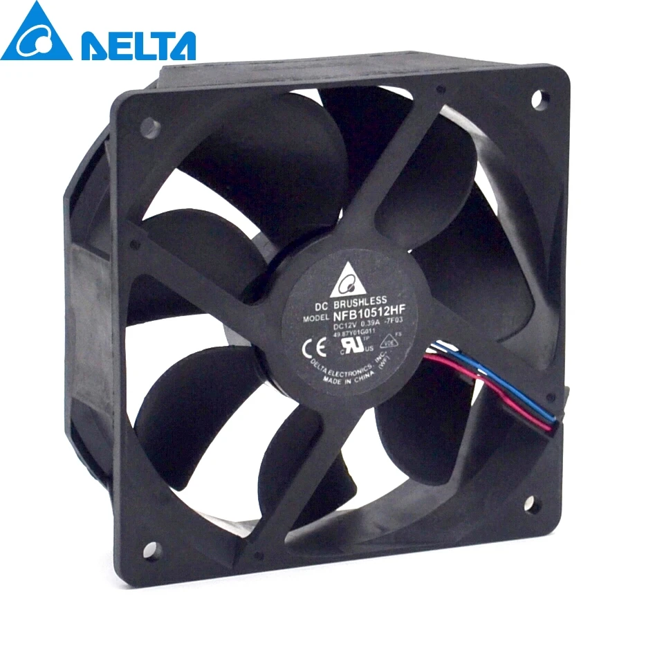 NFB10512HF 7F03 DC 12V 0.39A 3 проводной контактный разъем 70 мм 105x105x32 серверный квадратный