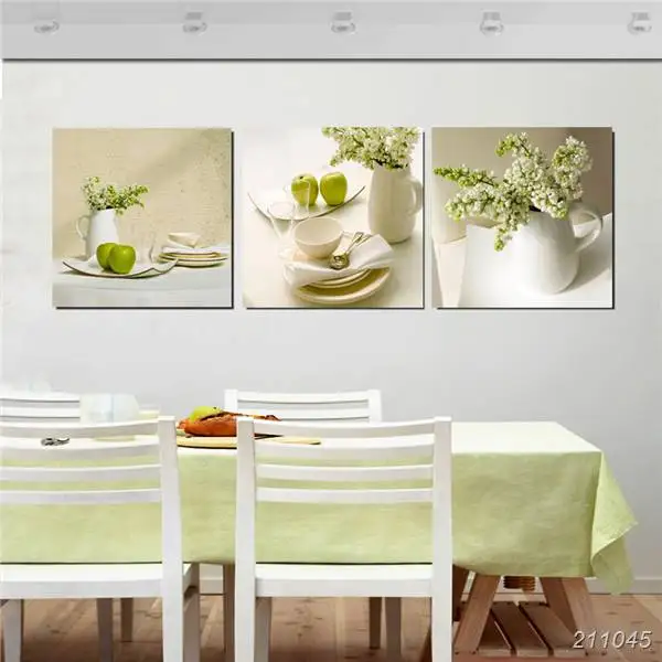 Для столовой и кухни комнатные декоративные картины 3 предмета натюрморт цветы
