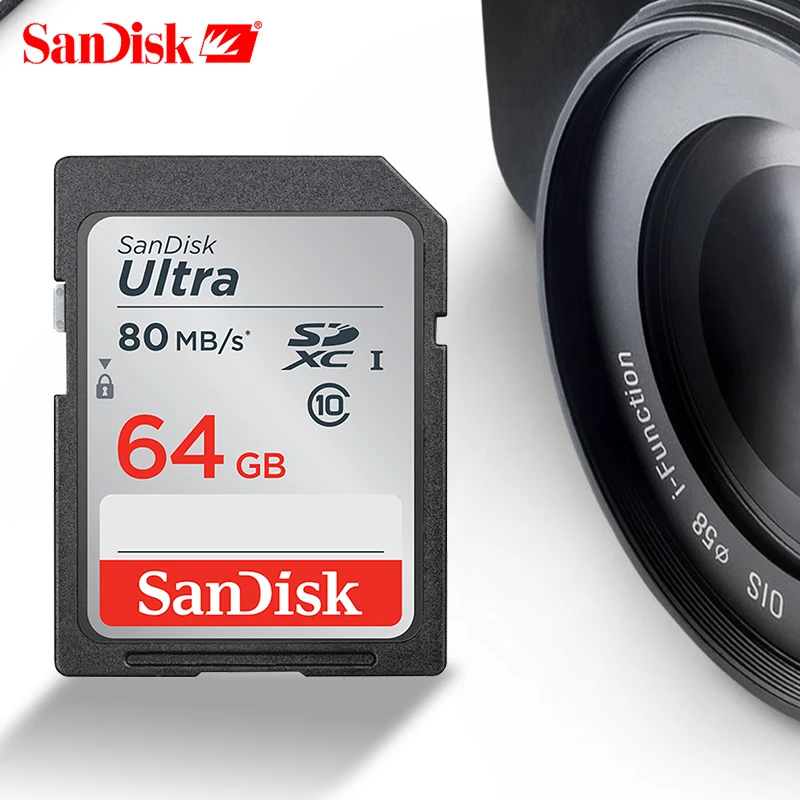 Карта памяти SanDisk Ultra 128 ГБ 80 МБ/с./с класс 10 SD SDHC SDXC в sd карте 32 Гб 16 64 для камеры