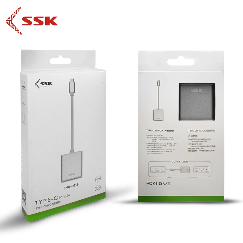 

SSK SHU-C015 Type -C to VGA Adapter Converter Adapter 1080P Digital Connect TV projector to video for PC for Laptop for Tablet