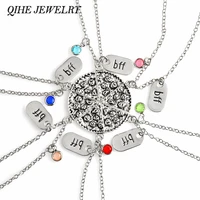 qihe jewelry 6pcsset pizza necklace with bff charm colorful rhinestone best friends forever food jewelry gift for her