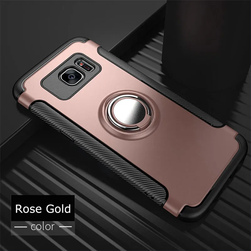 Rose Gold USLION роскошный магнитный держатель-кольцо, чехол для телефона s для samsung Galaxy S10 S10e S9 S8 Plus s7 Edge Note 8 9, чехол на заднюю панель - Цвет: Rose Gold