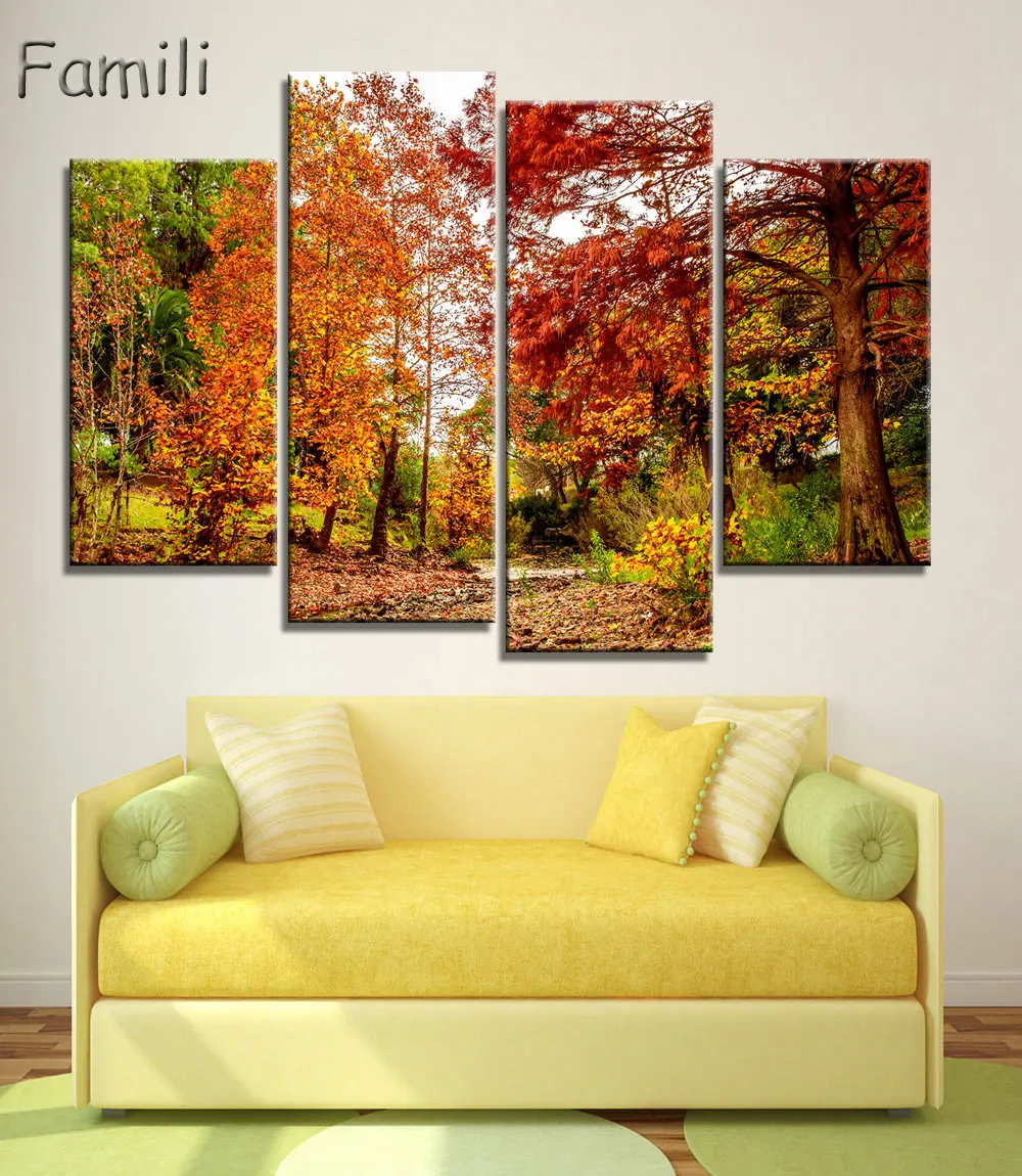 Осенний кленовый лист холст картина на стену картины для гостиной без рамки 4 шт.