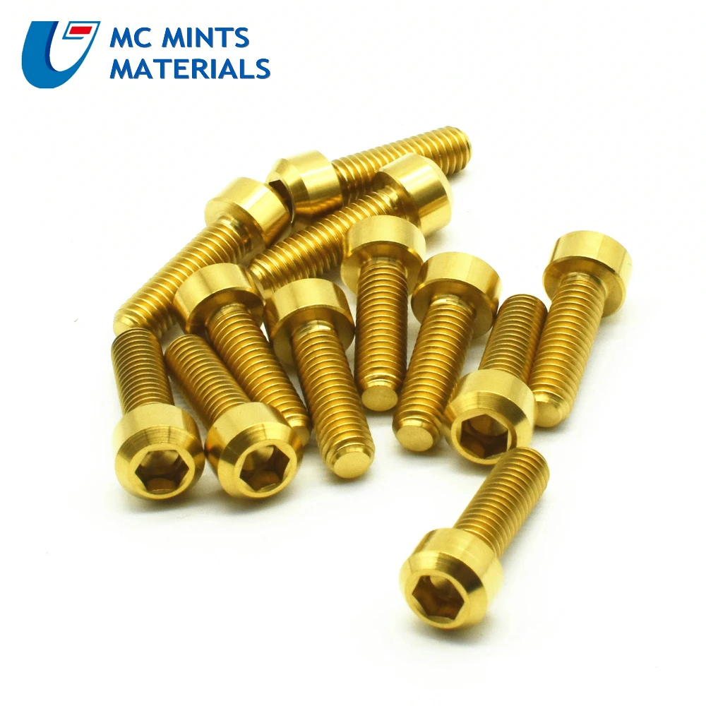 Ti болты M6 x30/40/50/60/70/80 мм чаша крышка горный/дорожный велосипед BikeColumn с шестигранной головкой с золотистым или титановым покрытием винты Ti Застежка
