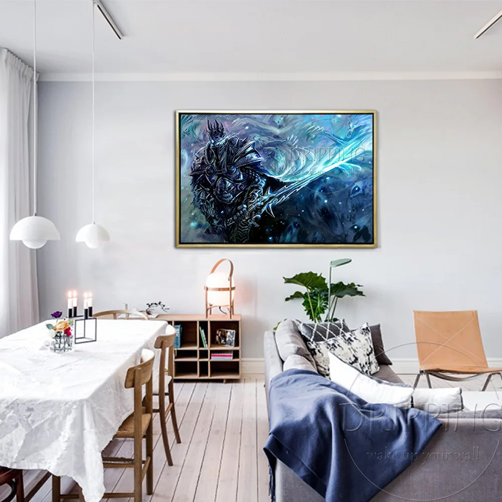 Kopen Kunstenaar Handgeschilderde Hoge Kwaliteit Muur Art Menselijk Hero Arthas Menethil Olieverfschilderij Prins Arthas Menethil Olie Schilderen