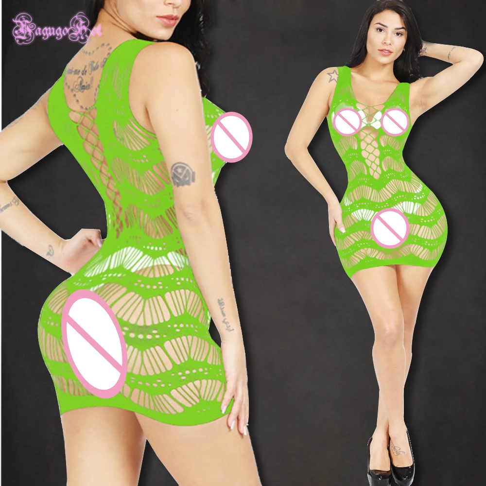 Сексуальное эротическое Эротическое платье в сеточку с открытой чашкой полоску
