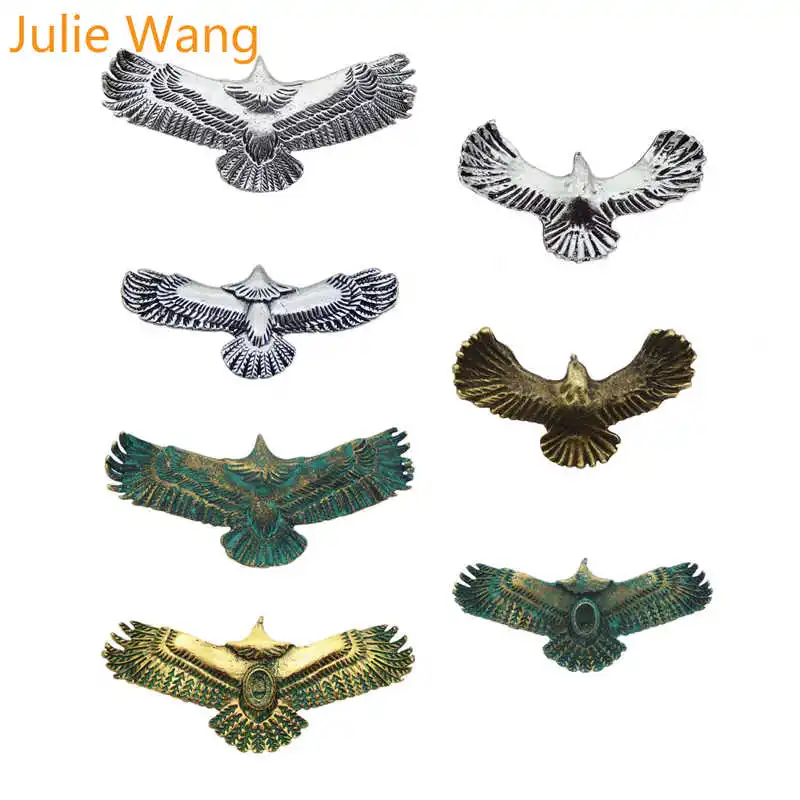 Julie Wang 7 шт. смешанный размер цвет Летающий орел Форма ожерелье из металлического сплава браслет Подвеска талисманы для женщин ручная работа DIY Ювелирные изделия Подарки