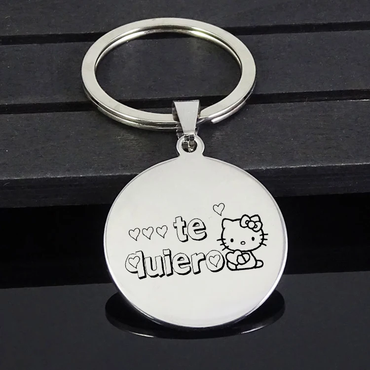 &quotTe quiero&quot брелок Новые Нержавеющая сталь диск Семья ювелирный для Для мужчин и