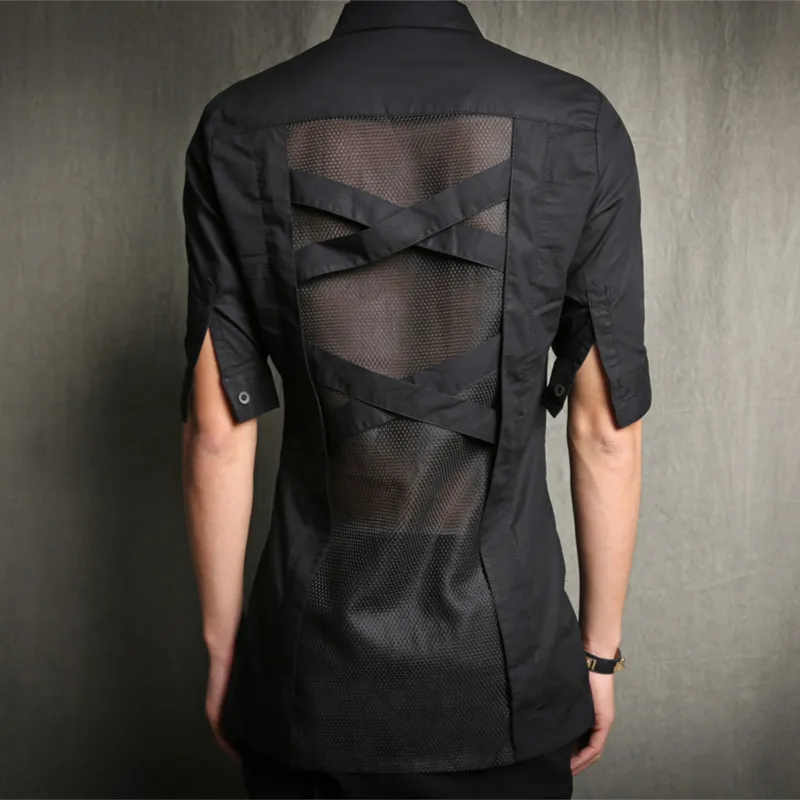 

Male slim can be customized half sleeve shirt breathable personalized fashion top