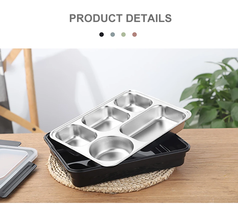 Baispo Leakproof Lunch Box Thermal Bento Box with Tableware Food Container with Compartments For Students Office Worker