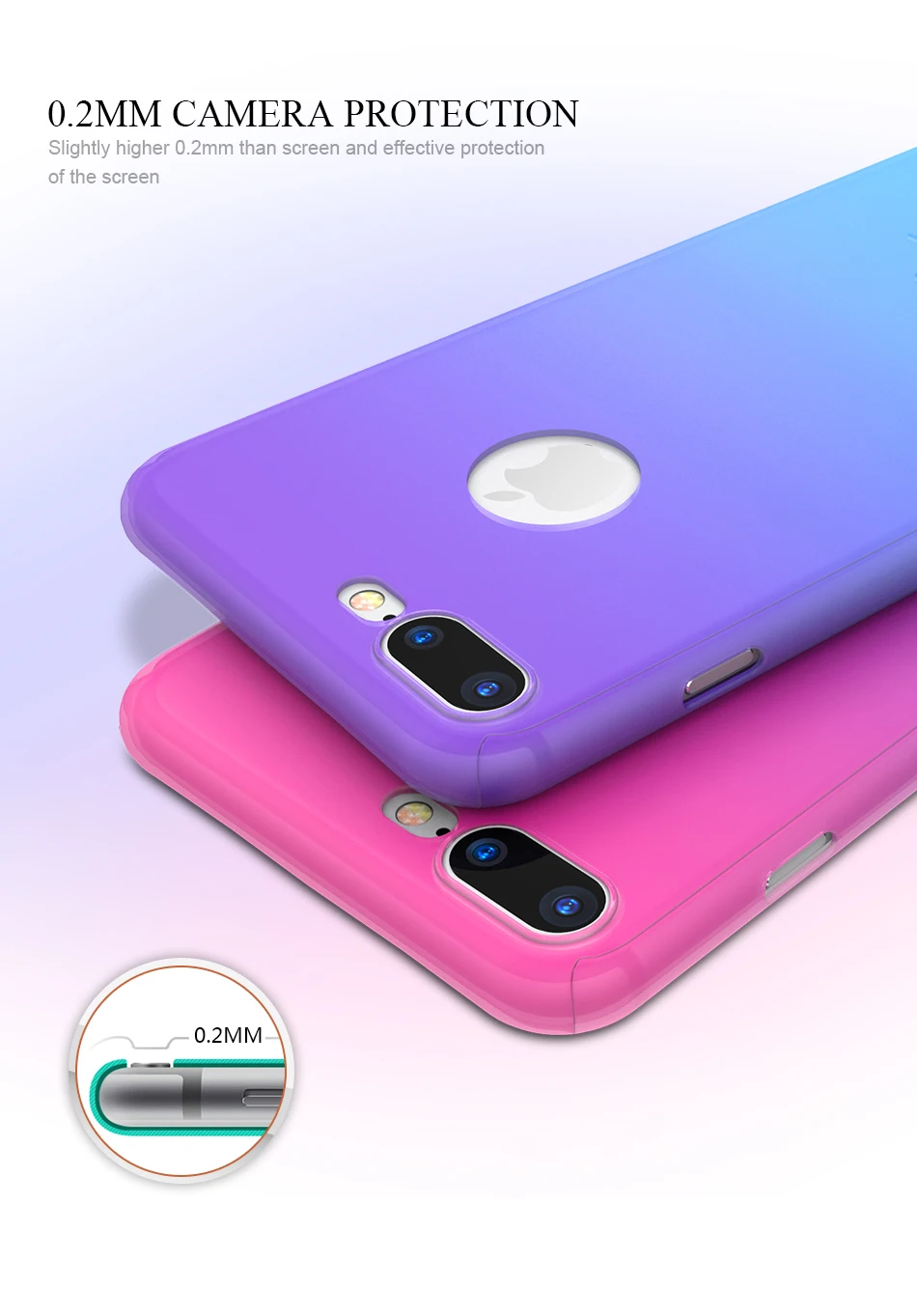 SEXY Newest Kisscase 360 градусов градиент Защитный чехол для iPhone 6 6 S 7 plus полный Для тела покрытие чехол для iPhone 6 S 7 Plus ракушками Капа чехол на айфон 6 7 6s Plus чехол чехол для телефона