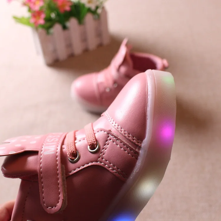 JIANDIAN New children's shoes LED luminous girls' Sports lights baby high hand flashing | Детская одежда и обувь