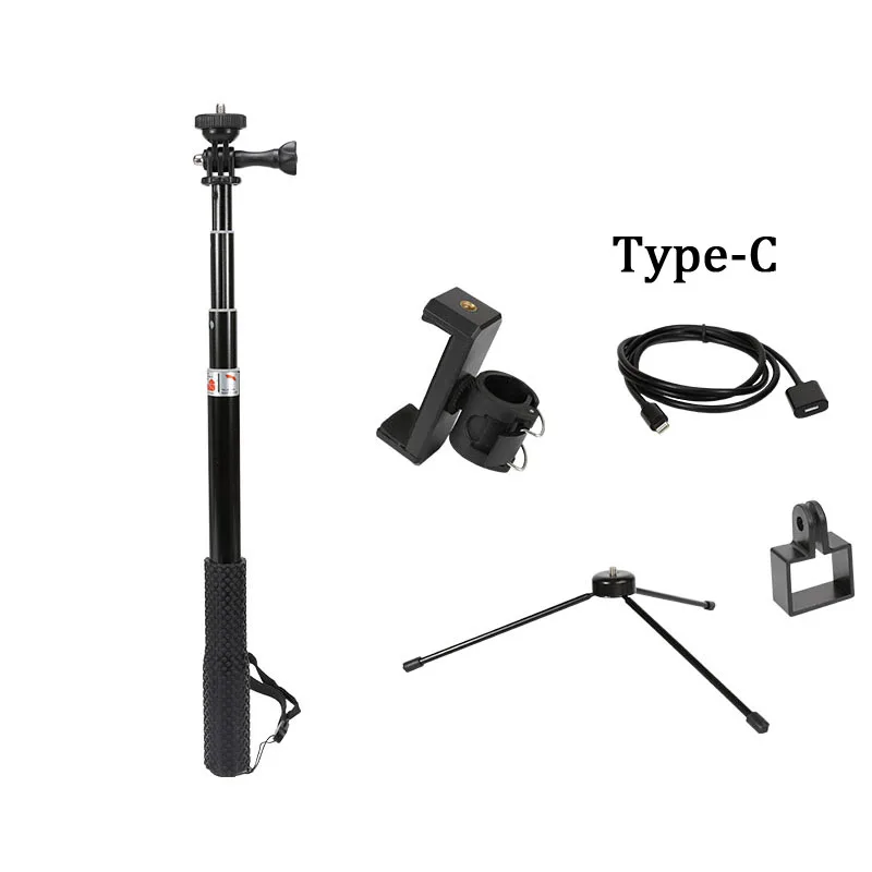 Селфи палка штатив набор для DJI OSMO Карманный ручной карданный трос для тип-c IOS Android телефон клип модуль расширение полюса - Цвет: Серебристый