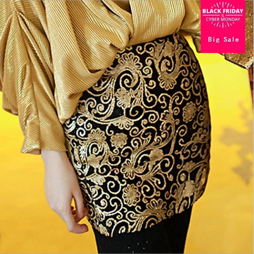 2020 облегающая бандажная юбка из Малахита с золотыми блестками соблазнительные