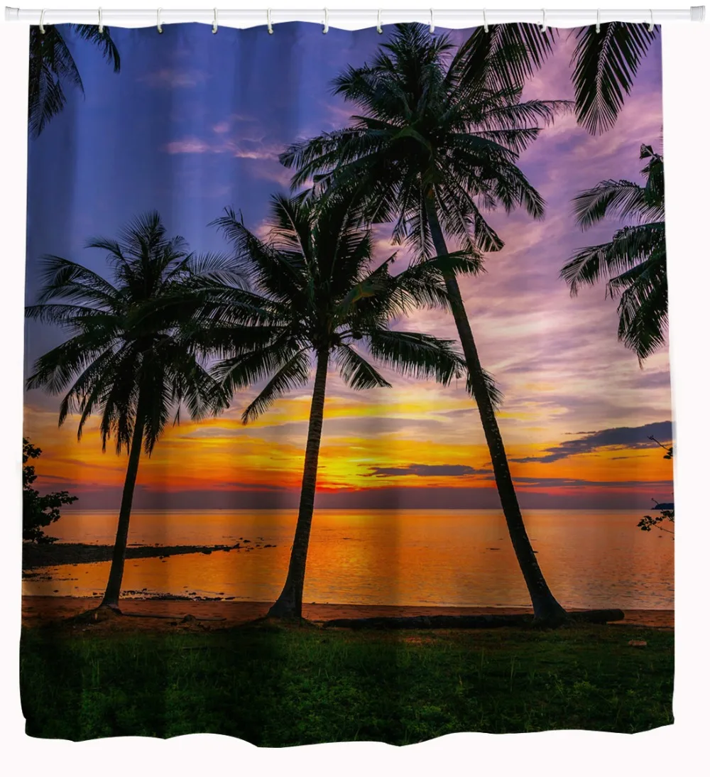 3D морская Пальма Водонепроницаемая занавеска для душа купальная полиэфирная