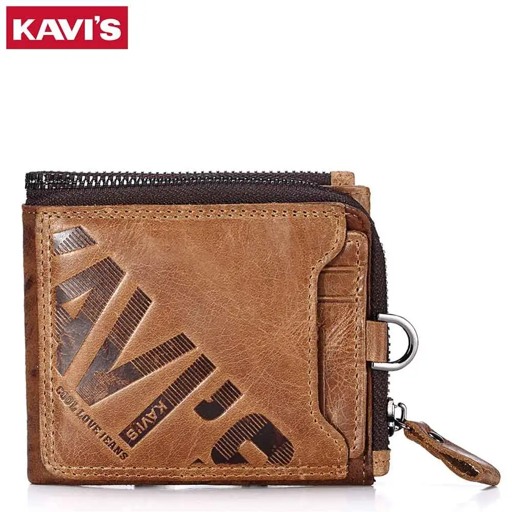 KAVIS Crazy Horse Натуральная кожа мужской кошелек портмоне мужской Cuzdan Portomonee портфель держатель для карт маленький карман сумка для денег - Цвет: Brown S
