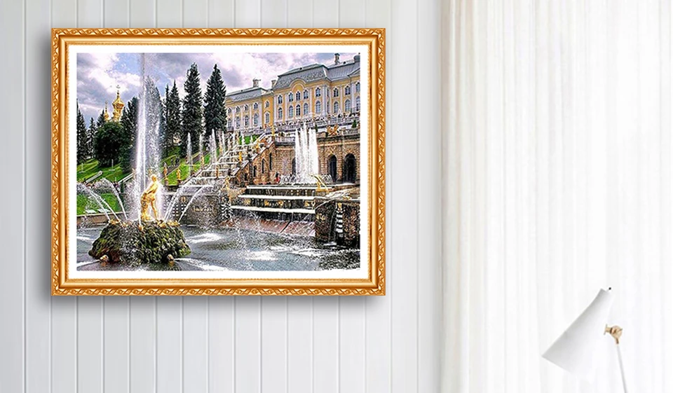 5D DIY diamond embroidery "Fountain Square" diamond painting Cross Stitch full drill Rhinestone home decoration