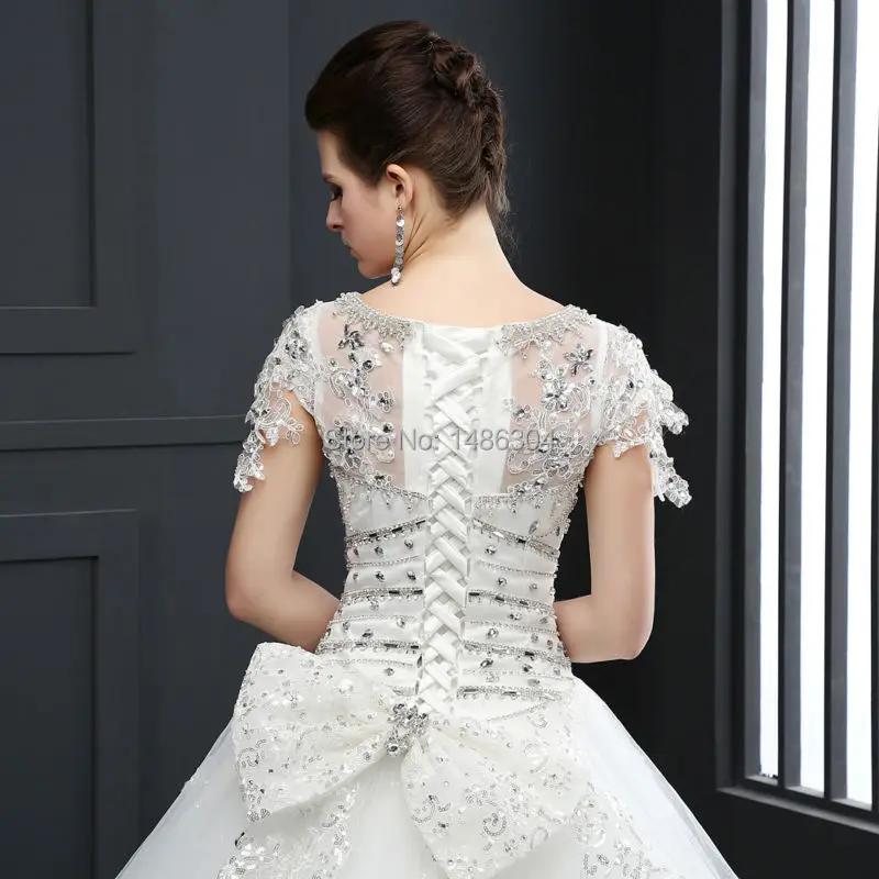 Кружевное свадебное платье с бисером и бантом 2019 элегантное женское