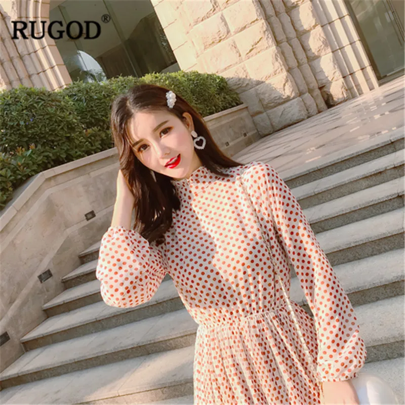 Женское винтажное платье RUGOD длинное Плиссированное Платье макси с высокой