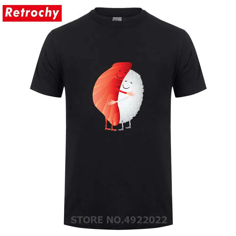 Милый суши объятия футболка в стиле японского аниме рыбы обниматься риса на