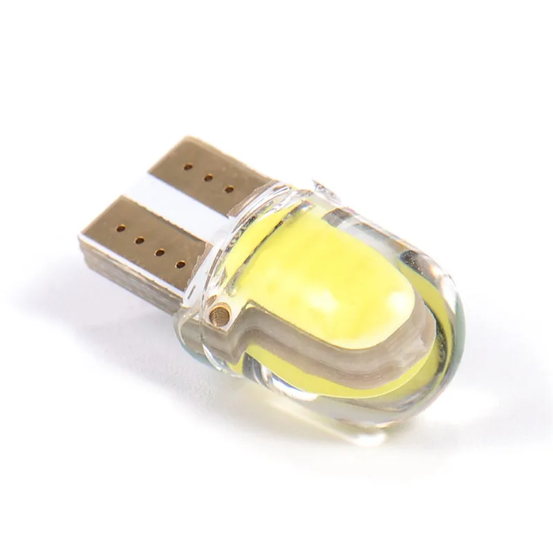 10 шт. супер яркий светодиод W5W T10 COB силиконовый корпус холодный белый цвет 12 в