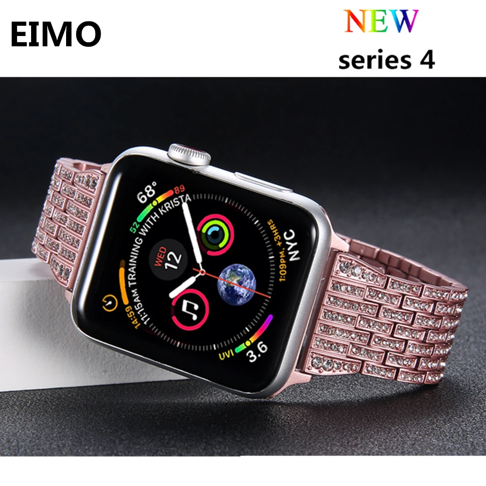Алмазный ремешок для Apple Watch 5, 4, ремешок 44 мм, 40 мм, Aple watch correa, 42 мм, 38 мм, браслет из нержавеющей стали iwatch 5, 4, 3, 2, 1, ремешок для часов