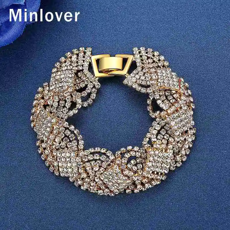 Minlover Кристалл серебряного цвета свадебный браслет браслеты для женщин Стразы