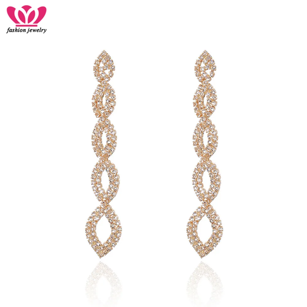 

Charming Crystal Geometric Earrings Long Crystal Twist AAA+Cubic Zirconia Classic Style Jewelry For Fashion Women Earring Gifts