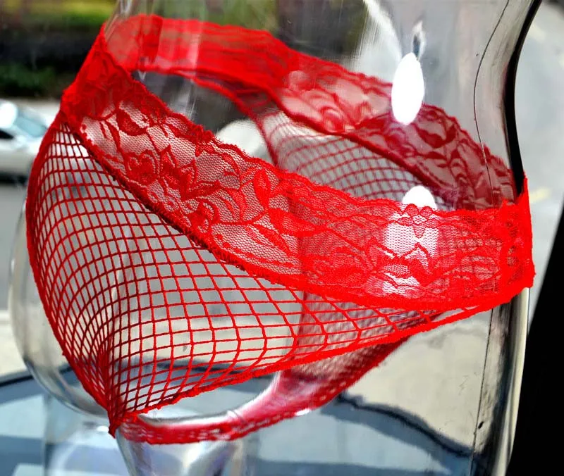 Female Red Сексуальные мужские чулки с кружевной отделкой из прозрачной сетки, нижнее белье с прозрачной шелковистой оболочкой для члена, Фетиш-белье для него - Цвет: Female Red