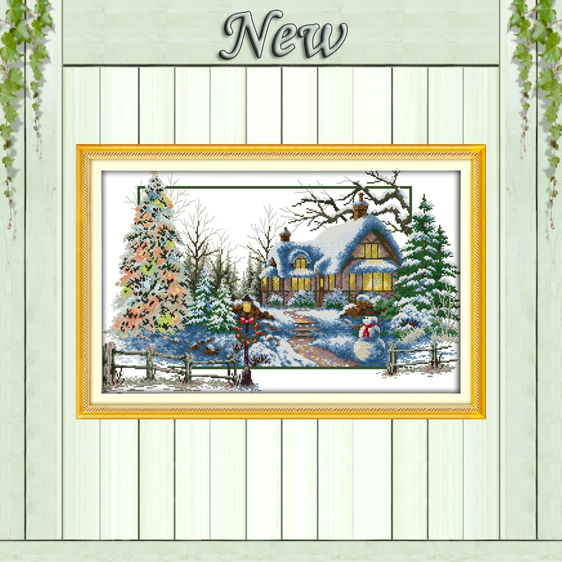 

Winter scenery lakeside home decor painting counted printed on canvas DMC 11CT 14CT Cross Stitch kits embroidery needlework Sets
