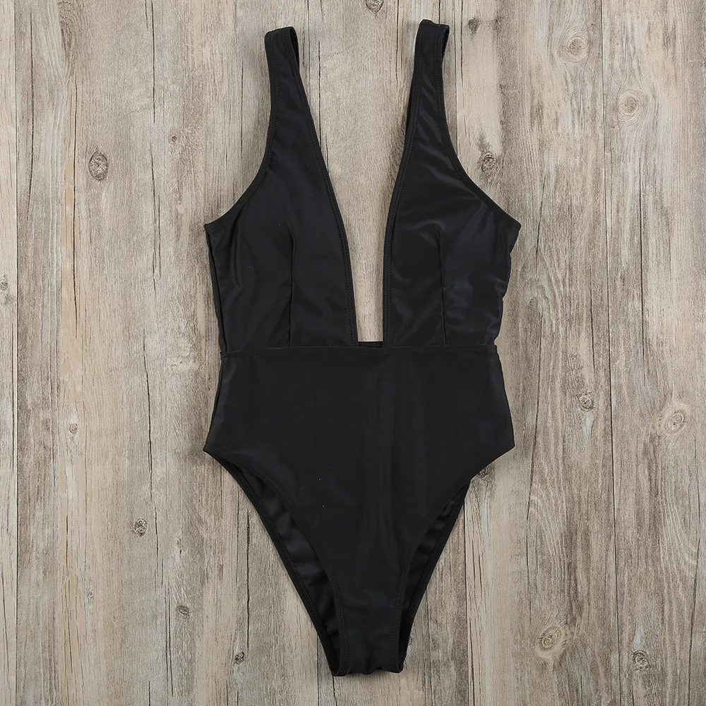 Женский слитный купальник с глубоким V образным вырезом и открытой спиной|bodysuit