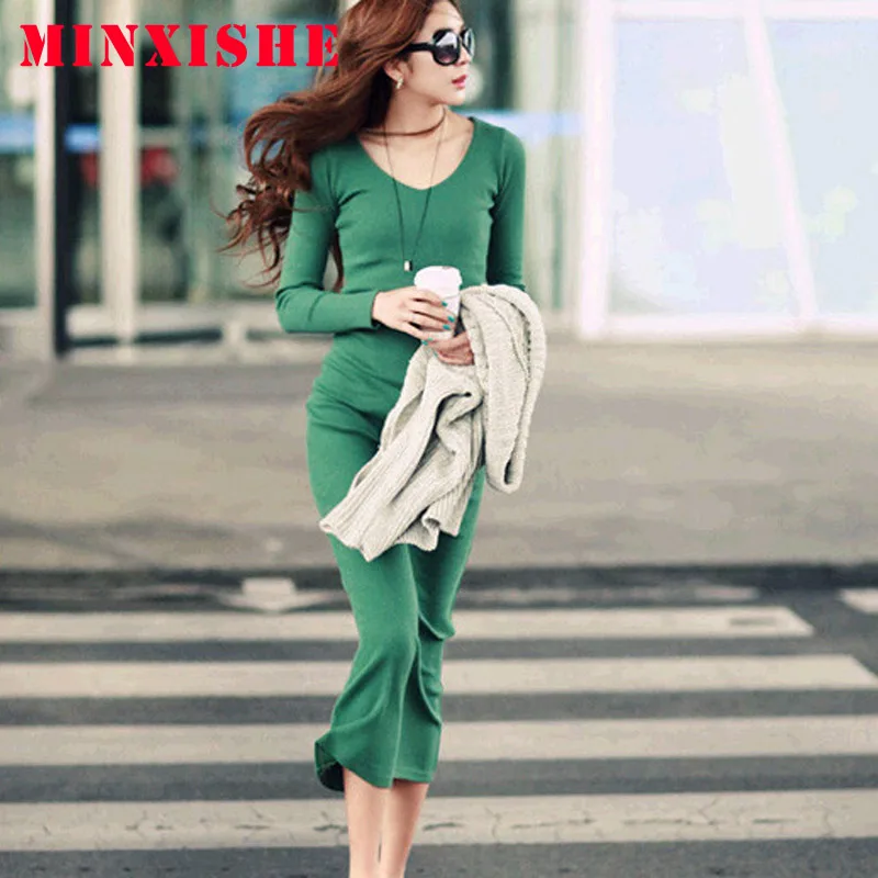 womens autumn and winter sweaters clothing 2019 jumper pullovers v neck Knitted dress tops Red Green long sleeve women sweater | Женская