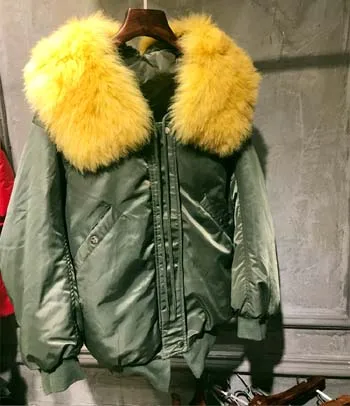 Korea winter woman duck down coat short jacket for ladies bat sleeves with fox fur collar grey white black green big size - Цвет: Армейский зеленый