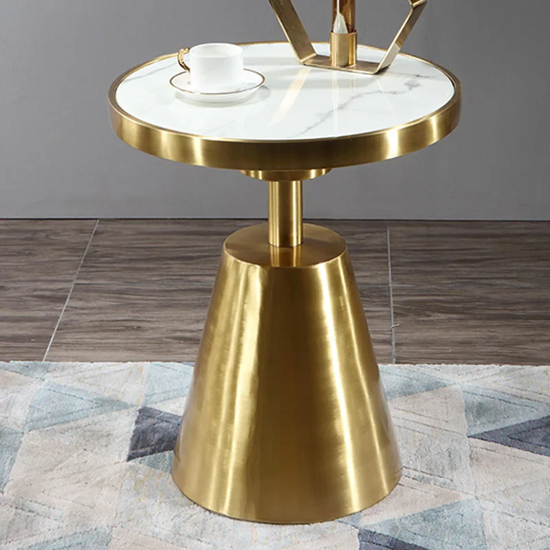 Мраморный журнальный столик для гостиной Круглый художественный из нержавеющей