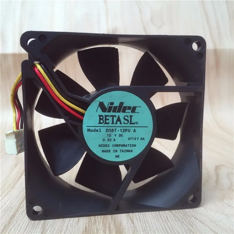 NIDEC D08T-12PU в 8025 8 см 0.22A 80*80*25 мм DC 12V 3 линии скорость Сервер вентилятор охлаждения |